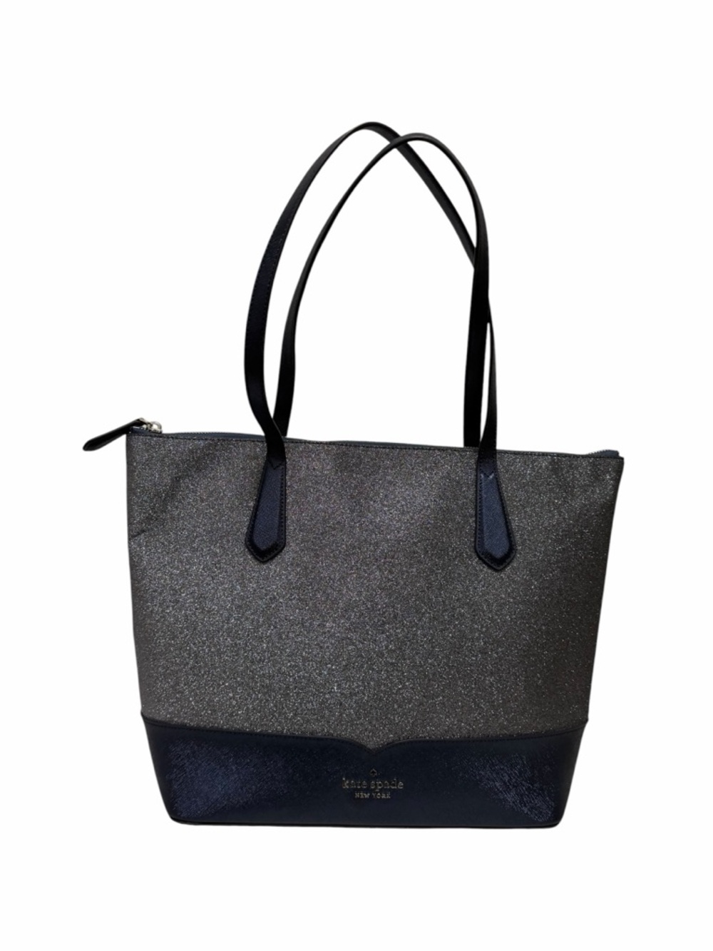 Kate Spade Glitter Textured Blue Leather Tote Handbag
